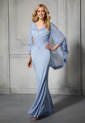  Dress - Mori Lee Collection: 72401 - Sheath Evening Gown with Chiffon Capelet | MoriLee Evening Gown