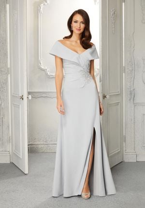 MOB Dress - Mori Lee Collection: 72406 - A-Line Evening Gown in Crepe with Front Slit | MoriLee Mother of the Bride Gown
