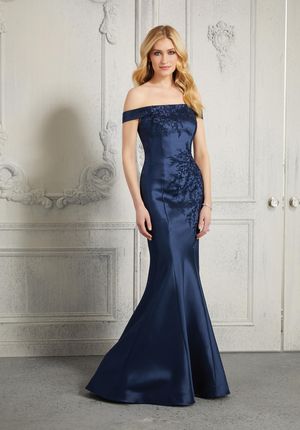  Dress - Mori Lee Collection: 72408 - Fit and Flare Evening Gown with Metallic Embroidery on Larissa Satin | MoriLee Evening Gown