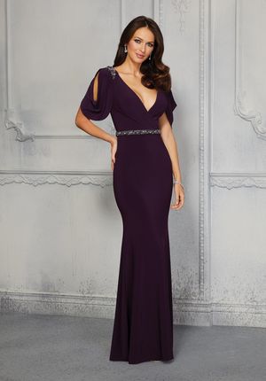 MOB Dress - Mori Lee Collection: 72409 - Sheath Evening Gown with Crystal Beaded Waistline and Shoulder Accents | MoriLee MOB Gown