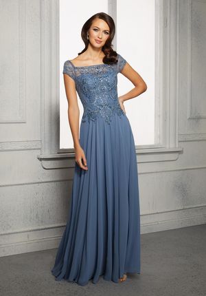 MOB Dress - Mori Lee Collection: 72419 - A-Line Chiffon Evening Gown with Cap Sleeves | MoriLee MOB Gown