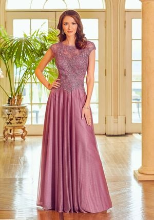  Dress - Mori Lee Collection: 72520 - Beaded Metallic Crepe Evening Gown | MoriLee Evening Gown