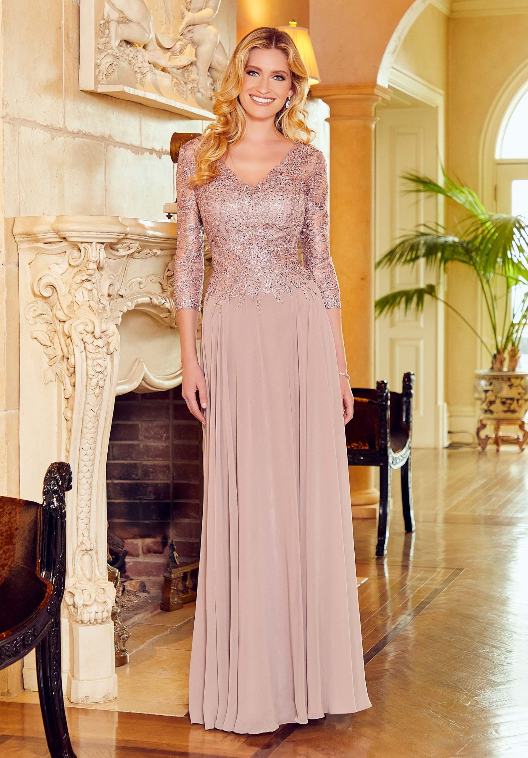 Nicole Milano NM22247 Corset Chiffon Evening Dress HK | Designer Bridal Room