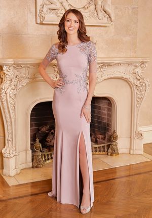  Dress - Mori Lee Collection: 72529 - Fitted Crepe Evening Gown with Elbow Sleeves | MoriLee Evening Gown