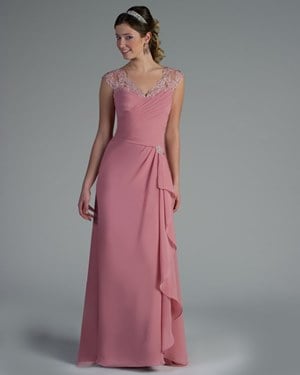 Dress - Tutto Bene Collection: 22200 - Shown in Dusty Pink lace and chiffon | TuttoBene Evening Gown