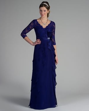  Dress - Tutto Bene Collection: 22201 - Shown in Cobalt lace and chiffon | TuttoBene Evening Gown