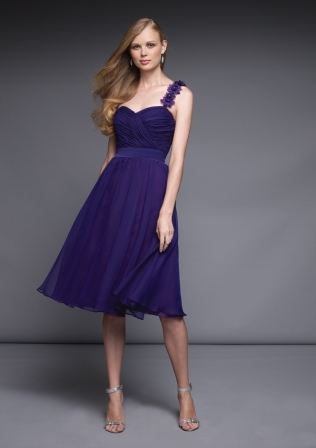 MOB Dress - Bridesmaids Affairs Collection: 831 - CHIFFON, REMOVABLE ONE SHOULDER STRAP WITH FLOWERS | MoriLee MOB Gown
