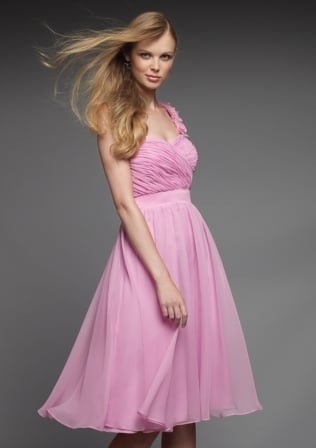 Bridesmaid Dress - Bridesmaids Affairs Collection: 831 - CHIFFON, REMOVABLE ONE SHOULDER STRAP WITH FLOWERS | MoriLee Bridesmaids Gown