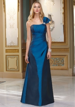 Bridesmaid Dress - Mori Lee Bridesmaids FALL 2012 Collection: 654 - TAFFETA GOWN WITH REMOVABLE BEADED ONE SHOULDER STRAP | MoriLee Bridesmaids Gown