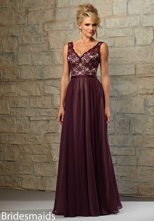 Bridesmaid Dress - Mori Lee BRIDESMAIDS SPRING 2015 Collection: 714 - Lace Bodice with Chiffon Skirt over Nude Lining | MoriLee Bridesmaids Gown
