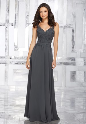 Bridesmaid Dress - Mori Lee BRIDESMAIDS FALL 2017 Collection: 21544 - Chiffon Bridesmaids Dress with Embroidered Beaded Bodice | MoriLee Bridesmaids Gown