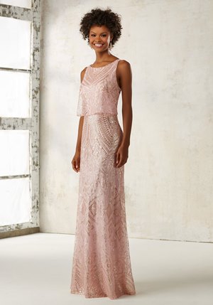  Dress - Mori Lee BRIDESMAIDS SPRING 2017 Collection: 21514 - Pattern Sequins on Mesh | MoriLee Evening Gown