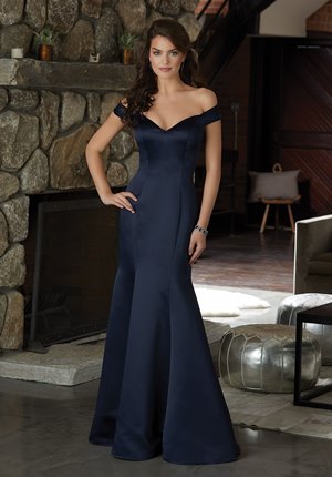  Dress - Mori Lee BRIDESMAIDS FALL 2018 Collection: 21583 - Satin Bridesmaid Dress Featuring an Off The Shoulder Neckline | MoriLee Evening Gown