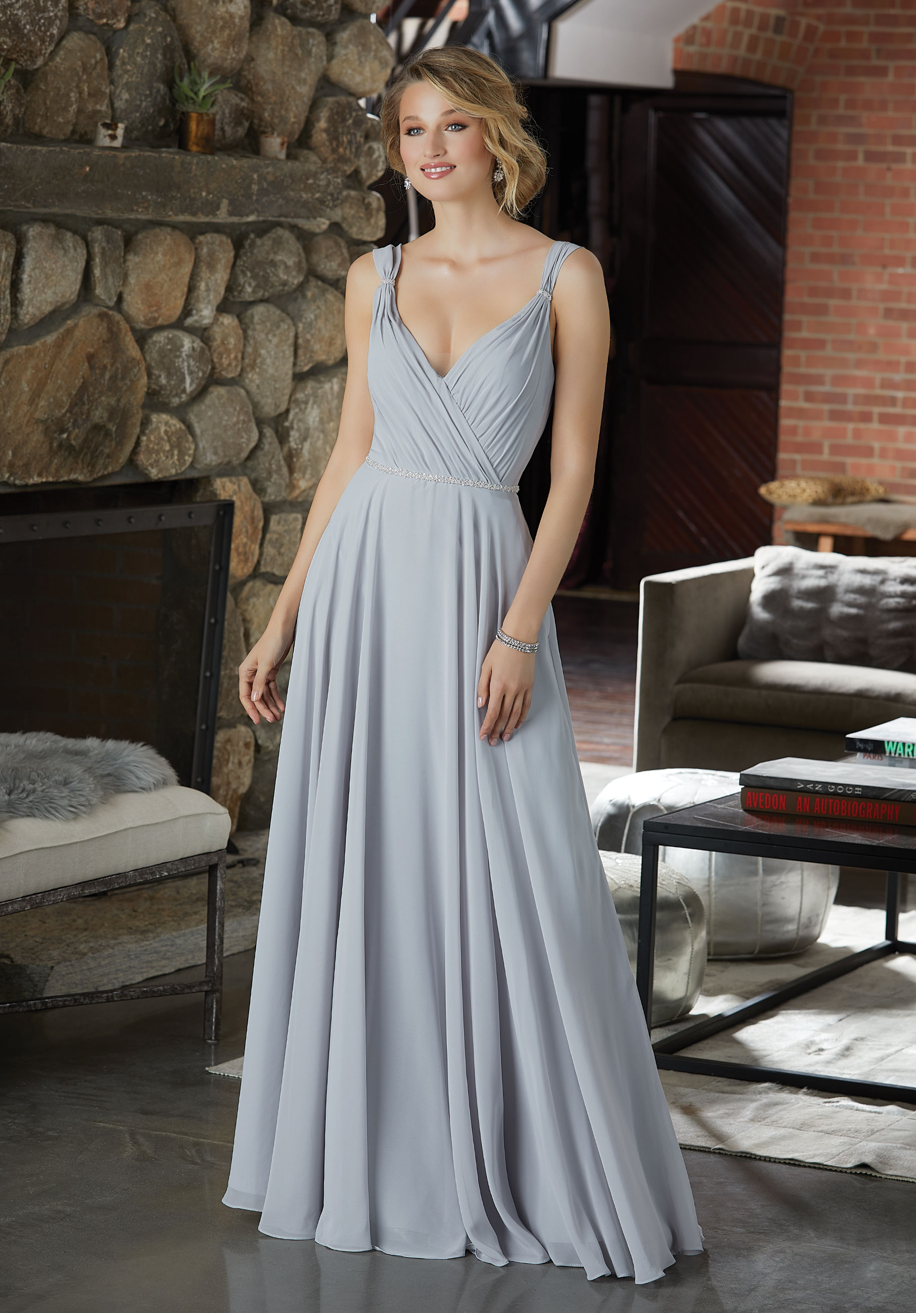 Dress - Mori Lee BRIDESMAIDS FALL 2018 Collection: 21588 - Figure  Flattering Chiffon Bridesmaid Dress with Beaded Detail