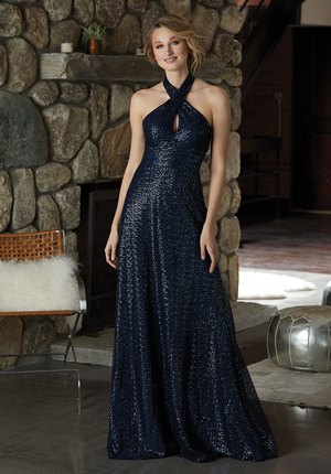 Special Occasion Dress - Mori Lee BRIDESMAIDS FALL 2018 Collection: 21590 - Stylish Caviar Mesh Bridesmaid Dress with Criss Cross Neckline | MoriLee Prom Gown