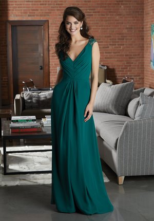 Bridesmaid Dress - Mori Lee BRIDESMAIDS FALL 2018 Collection: 21598 - Beautiful Chiffon Bridesmaid Dress Accented with Lace Cap Sleeves | MoriLee Bridesmaids Gown