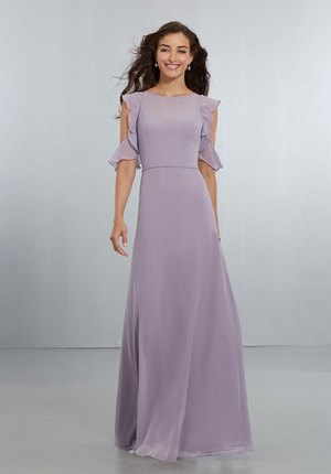 Bridesmaid Dress - Mori Lee BRIDESMAIDS SPRING 2018 Collection: 21552 - Chiffon Bridesmaids Dress with Flounced Sleeve Detail and Criss Cross Back | MoriLee Bridesmaids Gown
