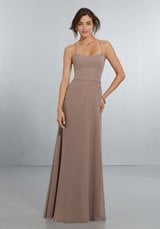Prom Dress: Mori Lee BRIDESMAIDS SPRING 2018 Collection: 21559 - Chic Chiffon Bridesmaids Dress with Criss Cross Back 