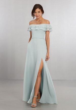 MOB Dress - Mori Lee BRIDESMAIDS SPRING 2018 Collection: 21562 - Chiffon Bridesmaids Dress with Off the Shoulder Flounced Neckline | MoriLee Mother of the Bride Gown