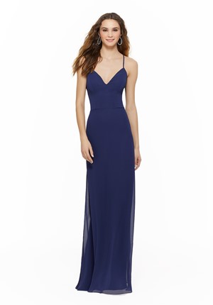 Special Occasion Dress - Mori Lee BRIDESMAIDS FALL 2019 Collection: 21634 - Chiffon Bridesmaid Dress with Deep V-Neck and Spaghetti Straps | MoriLee Prom Gown