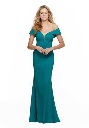 Special Occasion Dress - Mori Lee BRIDESMAIDS FALL 2019 Collection: 21636 - Elegant Crepe Back Satin Bridesmaid Dress with Illusion V Inset | MoriLee Prom Gown