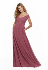 Prom Dress: Mori Lee BRIDESMAIDS FALL 2019 Collection: 21646 - Chiffon Bridesmaid Dress with Classic Off the Shoulder Neckline 