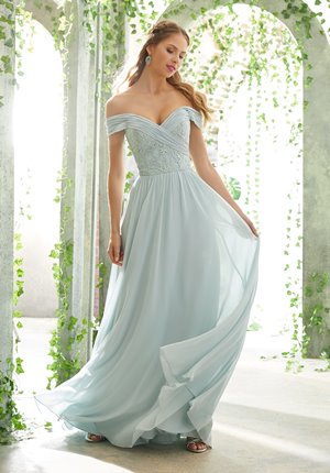 Special Occasion Dress - Mori Lee BRIDESMAIDS Spring 2019 Collection: 21614 - Romantic Bridesmaid Dress with Embroidered, Off The Shoulder Bodice | MoriLee Prom Gown