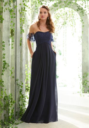 Bridesmaid Dress - Mori Lee BRIDESMAIDS Spring 2019 Collection: 21617 - Strapless Chiffon Bridesmaid with Sheer, Off The Shoulder Flutter Sleeves | MoriLee Bridesmaids Gown