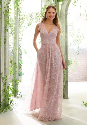 Special Occasion Dress - Mori Lee BRIDESMAIDS Spring 2019 Collection: 21620 - Chantilly Lace and Bridesmaid Dress with V-Neckline | MoriLee Prom Gown