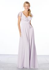 Prom Dress: Mori Lee Bridesmaids Spring 2020 Collection: 21657 - Flutter Sleeve Chiffon Bridesmaid Dress 