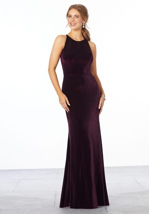 Special Occasion Dress - Mori Lee Bridesmaids Spring 2020 Collection: 21660 - Velvet High Neck Bridesmaid Dress | MoriLee Prom Gown