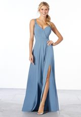 Prom Dress: Mori Lee Bridesmaids Spring 2020 Collection: 21661 - Surplice Bodice Chiffon Bridesmaid Dress 