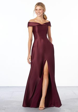 Special Occasion Dress - Mori Lee Bridesmaids Spring 2020 Collection: 21663 - Satin Off-The-Shoulder Bridesmaid Dress | MoriLee Prom Gown