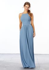 Prom Dress: Mori Lee Bridesmaids Spring 2020 Collection: 21666 - Chiffon Bridesmaid Dress with High Halter Neckline 