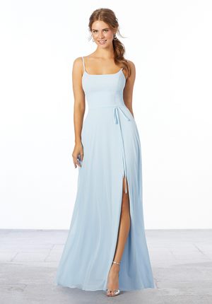  Dress - Mori Lee Bridesmaids Spring 2020 Collection: 21668 - Chiffon Bridesmaid Dress with Tie Sash | MoriLee Evening Gown