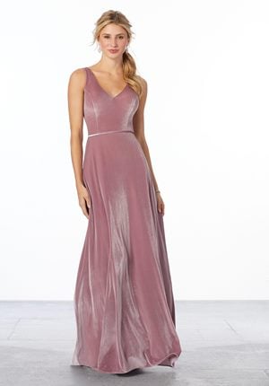 Special Occasion Dress - Mori Lee Bridesmaids Spring 2020 Collection: 21669 - Velvet Bridesmaid Dress with V-Neckline | MoriLee Prom Gown