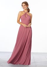 Prom Dress: Mori Lee Bridesmaids Spring 2020 Collection: 21670 - Chiffon Bridesmaid Dress with Keyhole Front 