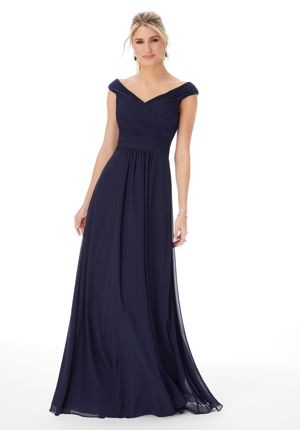 Special Occasion Dress - Mori Lee Affairs FALL 2020 Collection: 13102 - Off The Shoulder Chiffon Bridesmaid Dress | MoriLee Prom Gown
