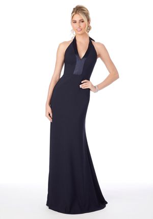 Special Occasion Dress - Mori Lee Bridesmaids FALL 2020 Collection: 21684 - Crepe Back Satin Halter Bridesmaid Dress | MoriLee Prom Gown