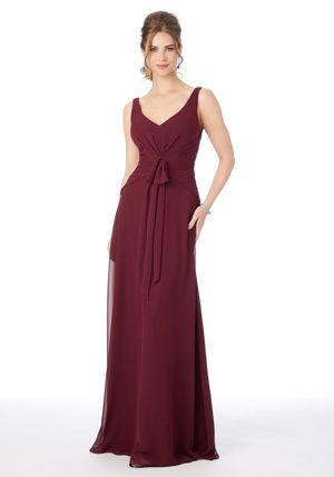 Special Occasion Dress - Mori Lee Bridesmaids FALL 2020 Collection: 21691 - Chiffon Bridesmaid Dress with Front Bow | MoriLee Prom Gown