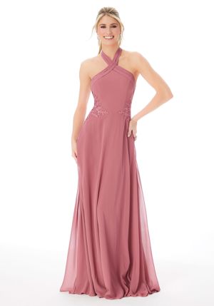Special Occasion Dress - Mori Lee Bridesmaids FALL 2020 Collection: 21693 - High Neck Halter Chiffon Bridesmaid Dress | MoriLee Prom Gown