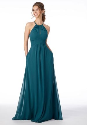  Dress - Mori Lee Bridesmaids FALL 2020 Collection: 21695 - High Neck Keyhole Back Bridesmaid Dress | MoriLee Evening Gown