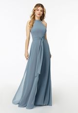 Prom Dress: Mori Lee Bridesmaids Collection: 21723 - Halterneck Chiffon Jumpsuit 
