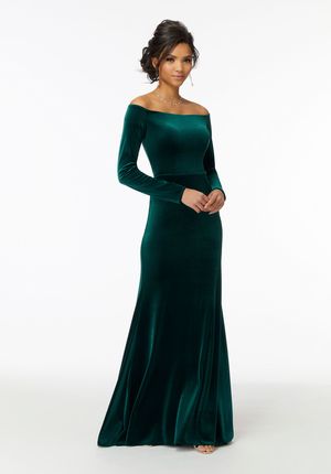 Special Occasion Dress - Mori Lee Bridesmaids Collection: 21724 - Off-The-Shoulder Velvet Bridesmaid Dress | MoriLee Prom Gown