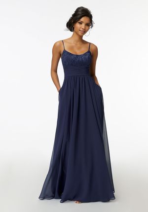  Dress - Mori Lee Bridesmaids Collection: 21736 - Chantilly Lace and Ruched Chiffon Bridesmaid Dress | MoriLee Evening Gown
