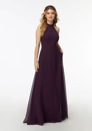  Dress - Mori Lee Bridesmaids Collection: 21737 - Chiffon High-Halter Bridesmaids Dress with Keyhole Back | MoriLee Evening Gown