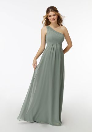  Dress - Mori Lee Bridesmaids Collection: 21738 - Embroidered One Shoulder Chiffon Bridesmaid Dress | MoriLee Evening Gown