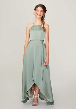  Dress - Morilee Junior Bridesmaids Collection: 13211 - High Low Silky Satin Junior Bridesmaid Dress | MoriLee Evening Gown