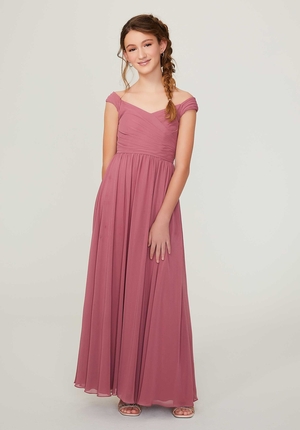 Special Occasion Dress - Morilee Junior Bridesmaids Collection: 13213 - Chiffon Junior Bridesmaid Dress with Draped Bodice | MoriLee Prom Gown