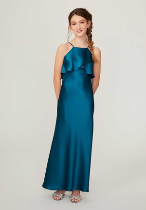 Dress - Morilee Junior Bridesmaids Collection: 13214 - Flounced Silky Satin Junior Bridesmaid Dress | MoriLee Evening Gown